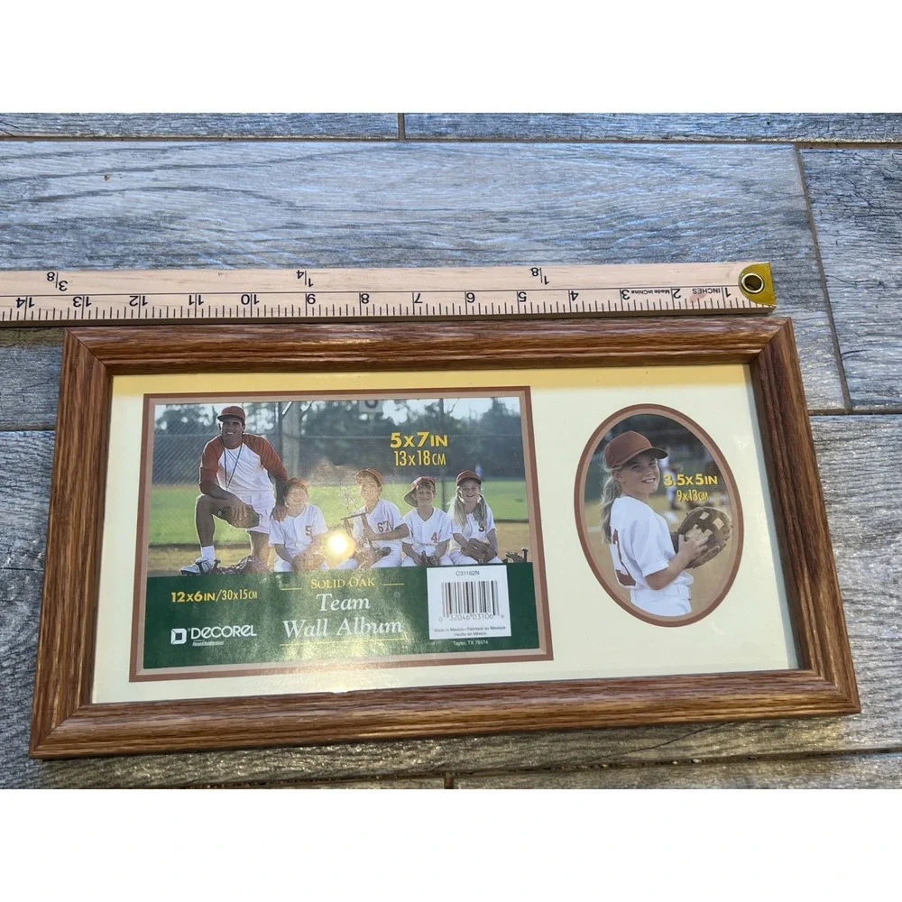 Decorel Solid Oak Team Wall Frame‎ Vintage NWT Wood Rectangle 5 x 7 Retro Photo